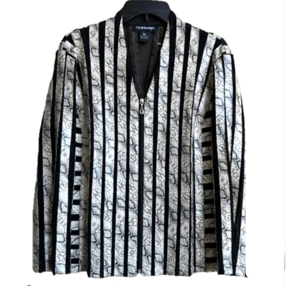 NWT T & W Designs Faux Snakeskin and Black Mesh Jacket